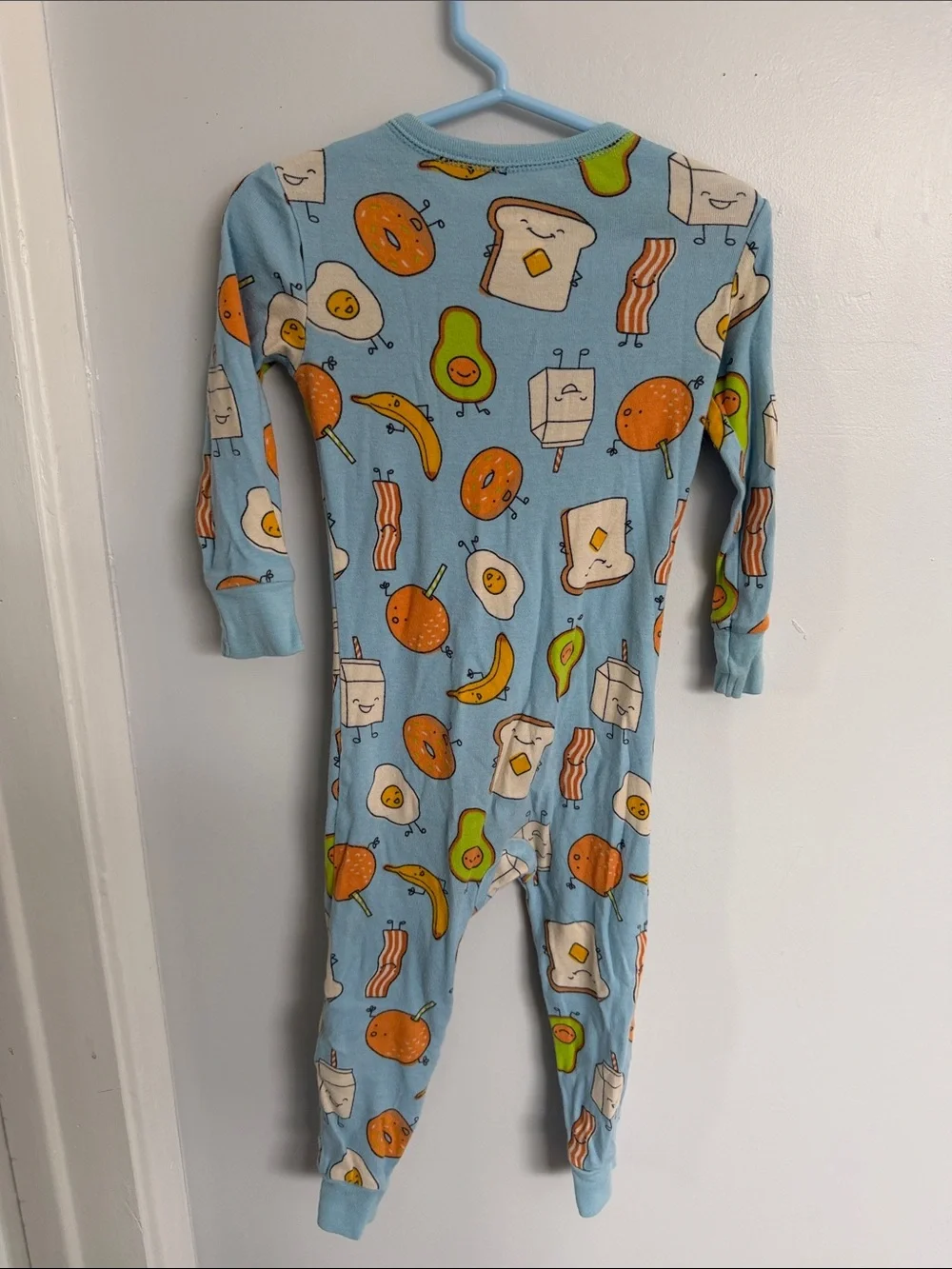 Old Navy Light Blue Breakfast Print Footed Pajamas size 2T